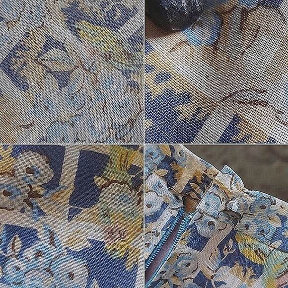 Vtg 70s blue floral print crop blouse & maxi skirt set - Picture 14 of 16